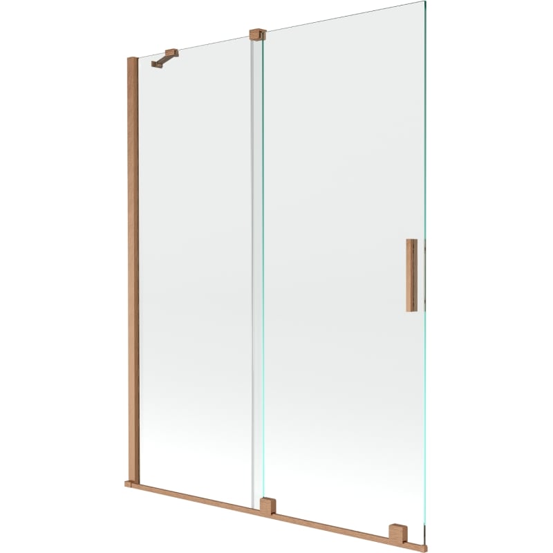 Mexen Velar paroi de baignoire 2 volets coulissants 130 x 150 cm, transparent, cuivre brossé - 896-130-000-01-65