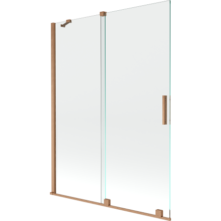 Mexen Velar écran de baignoire à 2 ailes coulissante 130 x 150 cm, transparent, Cuivre brossé - 896-130-000-01-65