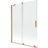 Mexen Velar écran de baignoire à 2 ailes coulissante 130 x 150 cm, transparent, Cuivre brossé - 896-130-000-01-65