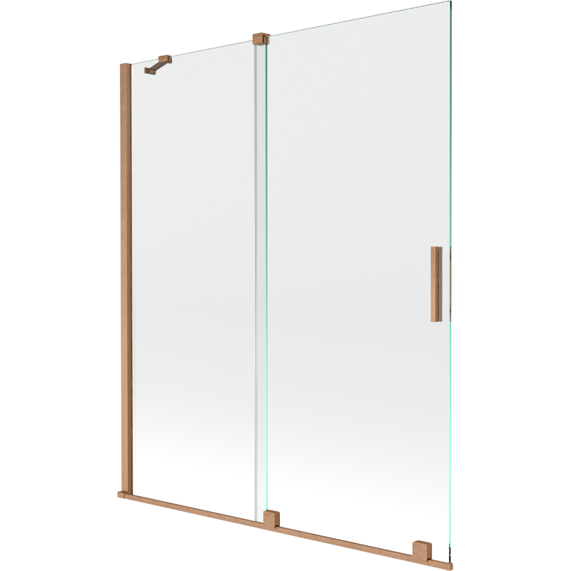 Mexen Velar écran de baignoire à 2 ailes coulissante 140 x 150 cm, transparent, Cuivre brossé - 896-140-000-01-65
