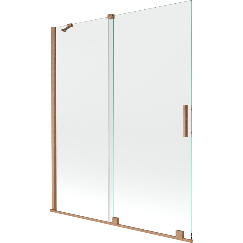 Mexen Velar pare-baignoire 2 volets coulissants 140 x 150 cm, transparent, cuivre brossé - 896-140-000-01-65
