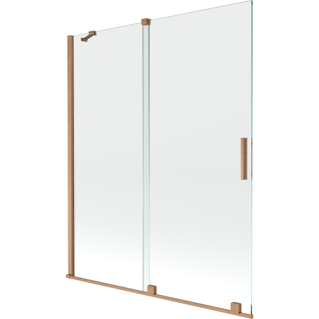 Mexen Velar écran de baignoire à 2 ailes coulissante 140 x 150 cm, transparent, Cuivre brossé - 896-140-000-01-65