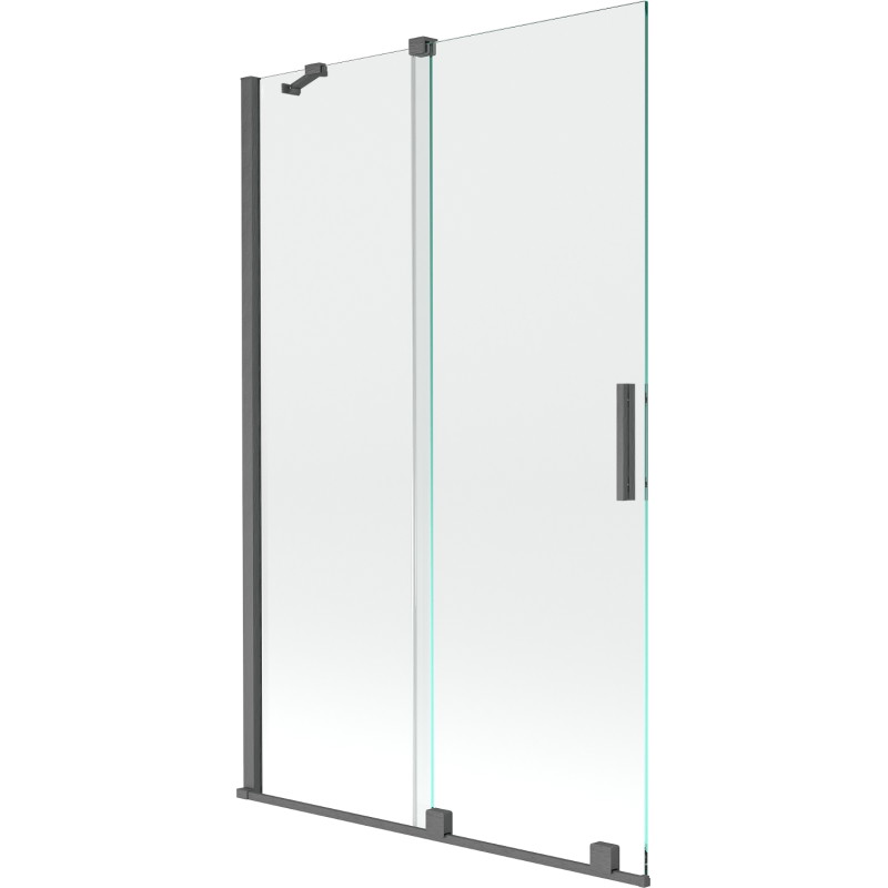 Mexen Velar paroi de baignoire à 2 panneaux coulissante 110 x 150 cm, transparent, gris gun brossé - 896-110-000-01-66