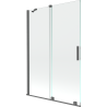 Mexen Velar paroi de baignoire à 2 panneaux coulissante 120 x 150 cm, transparent, gris canon brossé - 896-120-000-01-66