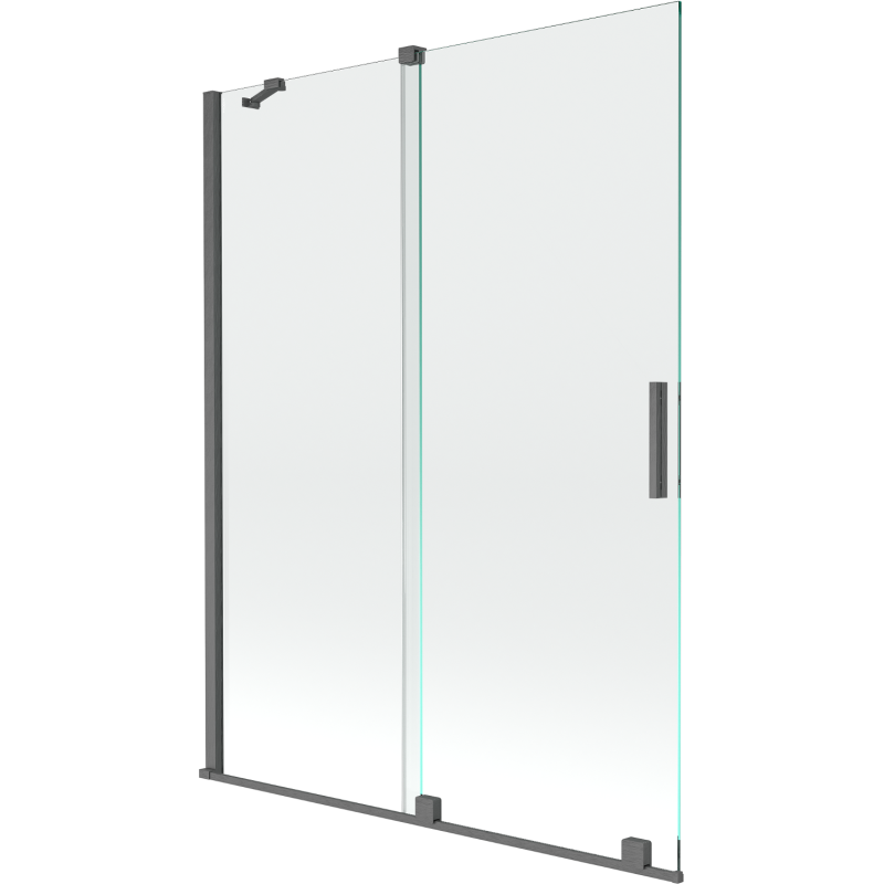 Mexen Velar paroi de baignoire à 2 volets coulissants 130 x 150 cm, transparent, gris pistolet brossé - 896-130-000-01-66