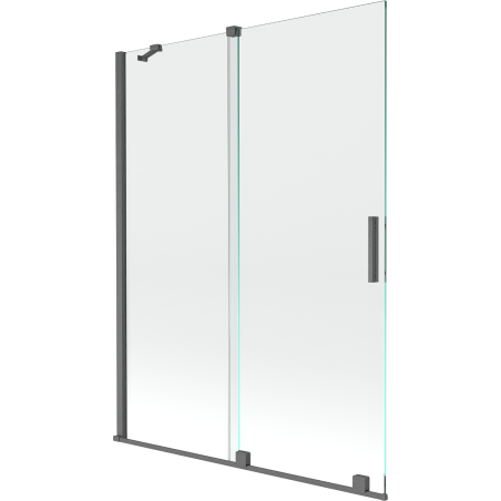 Mexen Velar paroi de baignoire à 2 volets coulissants 130 x 150 cm, transparent, gris pistolet brossé - 896-130-000-01-66