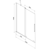 Mexen Velar écran de baignoire à 2 ailes coulissante 130 x 150 cm, transparent, gun gray brossé - 896-130-000-01-66