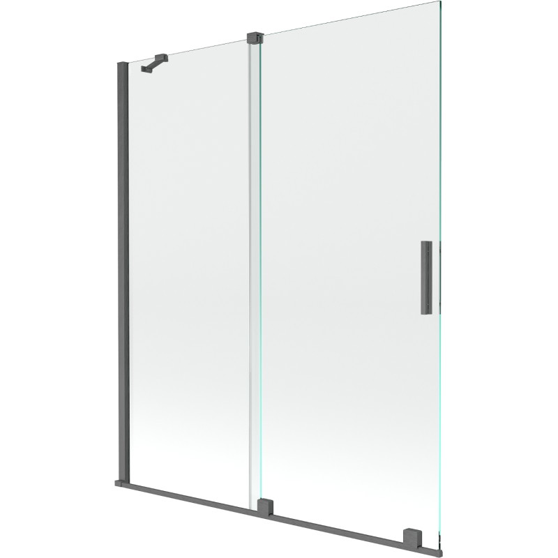 Mexen Velar paroi de baignoire à 2 battants coulissants 140 x 150 cm, transparent, gris fusil brossé - 896-140-000-01-66