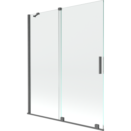 Mexen Velar paroi de baignoire à 2 battants coulissants 140 x 150 cm, transparent, gris fusil brossé - 896-140-000-01-66