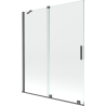 Mexen Velar paroi de baignoire à 2 volets coulissante 140 x 150 cm, transparent, gris canon brossé - 896-140-000-01-66