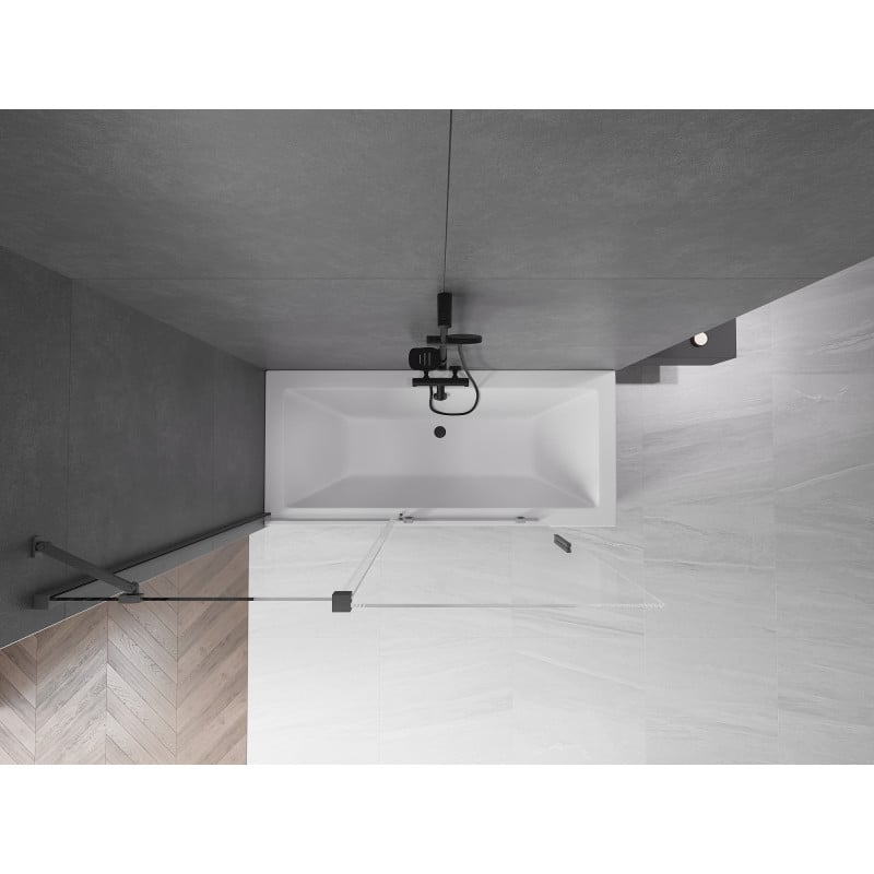 Mexen Velar paravent de baignoire à 2 panneaux coulissants 140 x 150 cm, transparent, gris canon brossé - 896-140-000-01-66