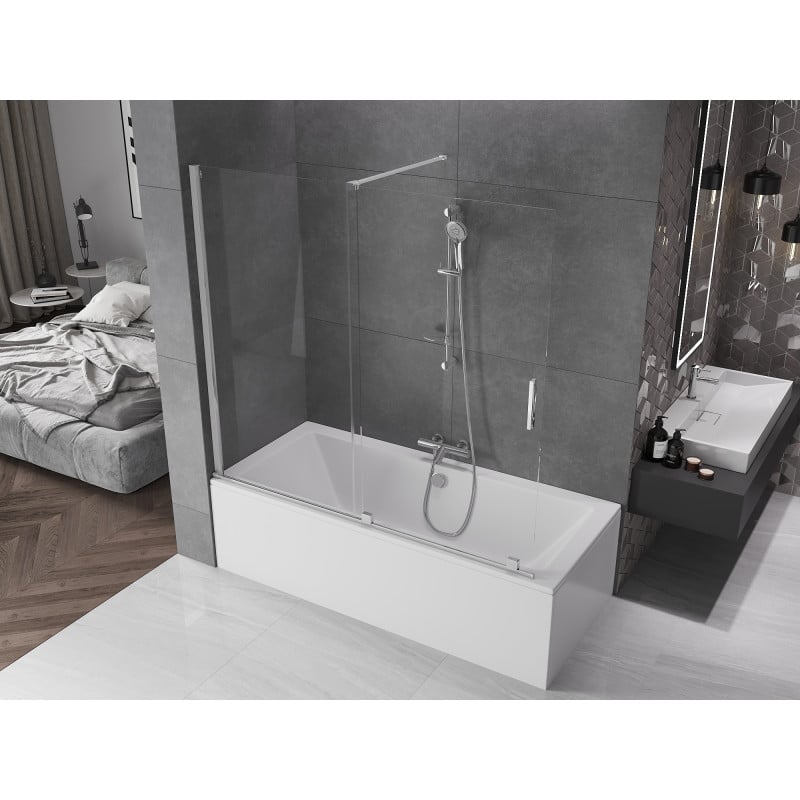 Mexen Velar paroi de baignoire 2 volets coulissants 170 x 150 cm, transparent, chrome - 896-170-000-01-01