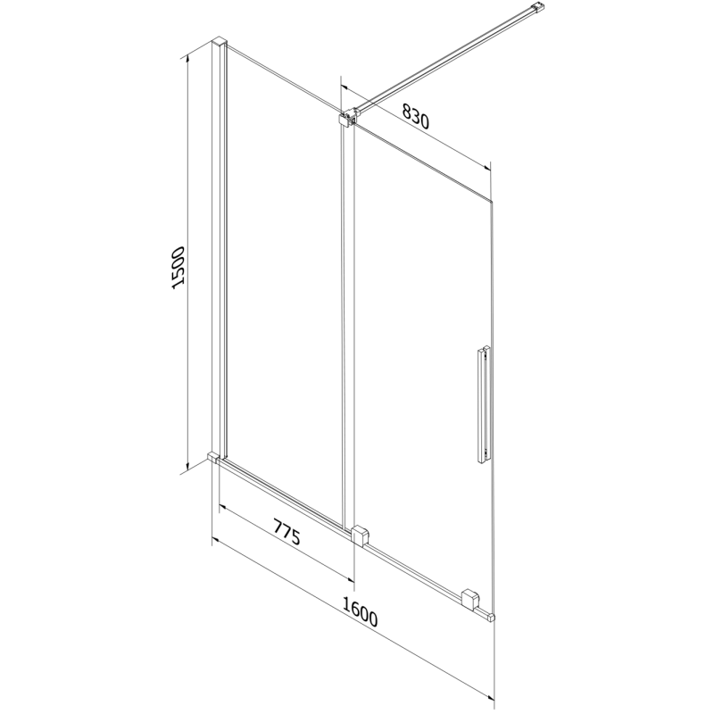 Mexen Velar paroi de baignoire 2 volets coulissants 160 x 150 cm, transparent, chrome - 896-160-000-01-01
