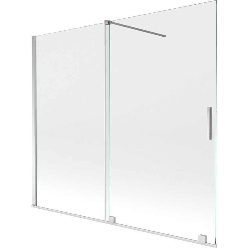 Mexen Velar paroi de baignoire à 2 volets coulissante 180 x 150 cm, transparent, chromé - 896-180-000-01-01