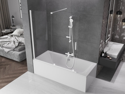 Mexen Velar pare-douche de salle de bain à 2 battants coulissants 150 x 150 cm, transparent, blanc - 896-150-000-01-20