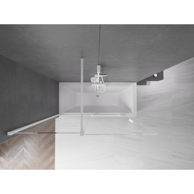 Mexen Velar pare-douche de salle de bain à 2 battants coulissants 150 x 150 cm, transparent, blanc - 896-150-000-01-20
