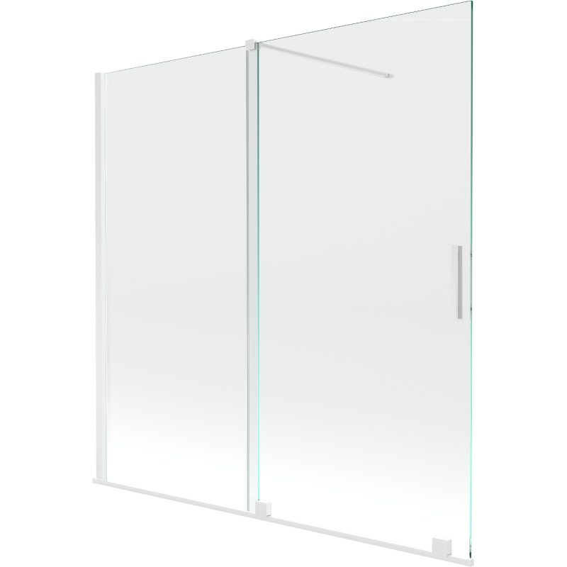 Mexen Velar écran de baignoire à 2 ailes coulissante 160 x 150 cm, transparent, Blanc - 896-160-000-01-20