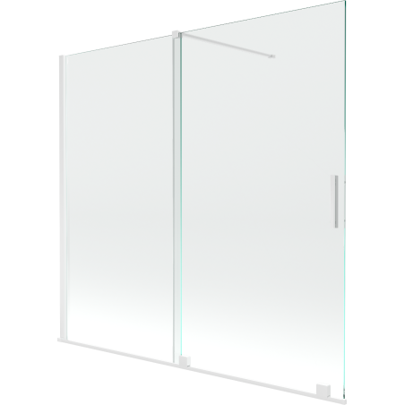 Mexen Velar paravent de baignoire coulissant à 2 vantaux 170 x 150 cm, transparent, blanc - 896-170-000-01-20