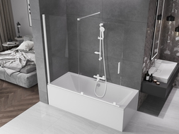 Mexen Velar écran de baignoire à 2 ailes coulissante 170 x 150 cm, transparent, Blanc - 896-170-000-01-20