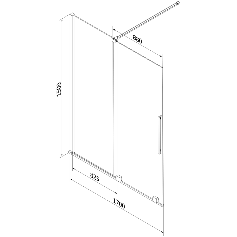 Mexen Velar paroi de baignoire 2 volets coulissants 170 x 150 cm, transparent, blanc - 896-170-000-01-20