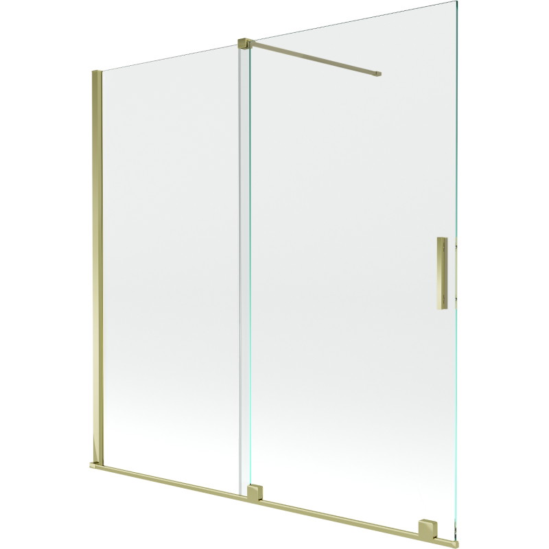 Mexen Velar paroi de baignoire 2 panneaux coulissants 160 x 150 cm, transparent, doré - 896-160-000-01-50