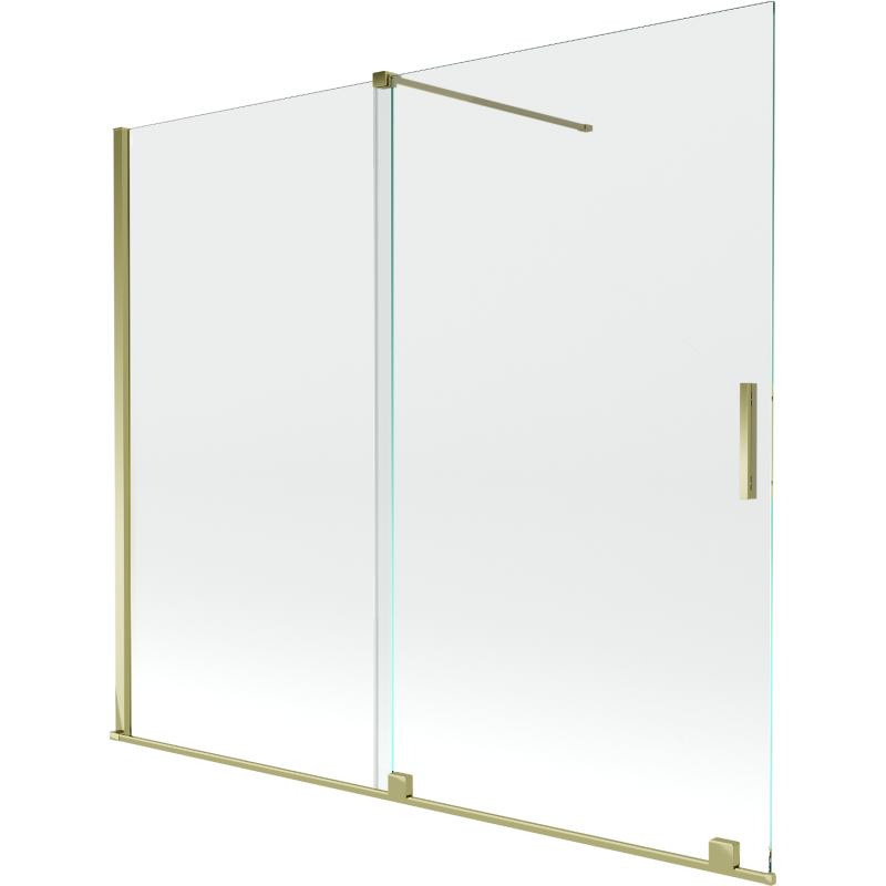 Mexen Velar pare-douche 2 plis coulissant 180 x 150 cm, transparent, doré - 896-180-000-01-50