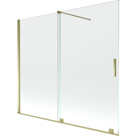 Mexen Velar pare-douche 2 plis coulissant 180 x 150 cm, transparent, doré - 896-180-000-01-50