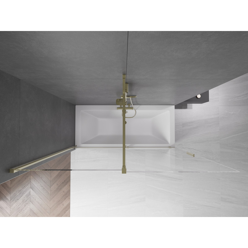 Mexen Velar pare-douche 2 plis coulissant 180 x 150 cm, transparent, doré - 896-180-000-01-50