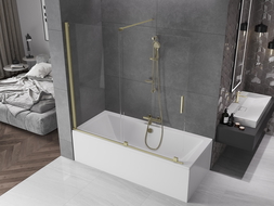 Mexen Velar écran de baignoire à 2 ailes coulissante 170 x 150 cm, transparent, or brossé - 896-170-000-01-55