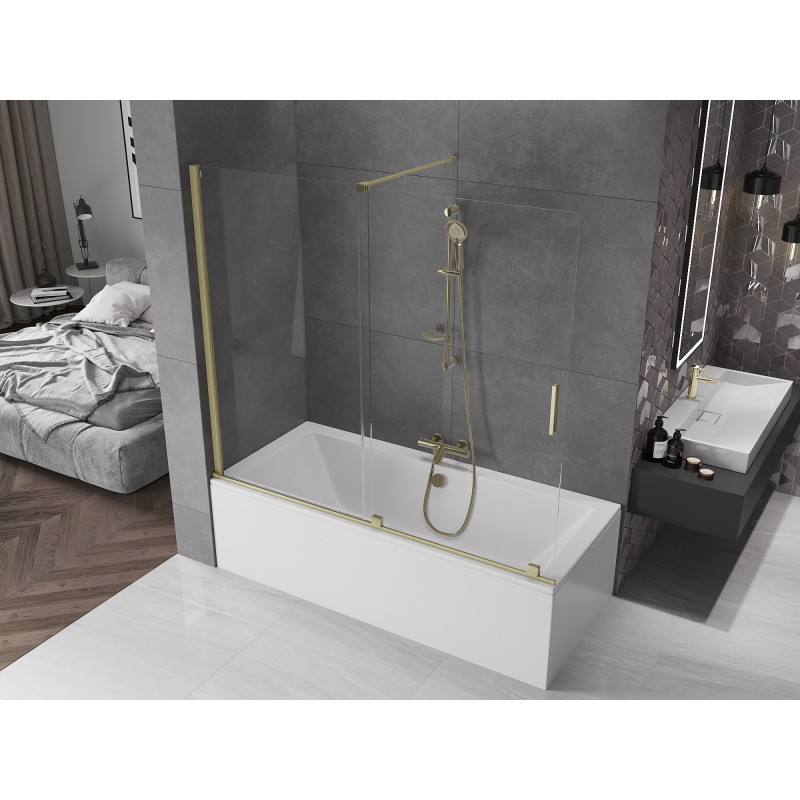 Mexen Velar paravent de baignoire à 2 volets coulissants 180 x 150 cm, transparent, or brossé - 896-180-000-01-55