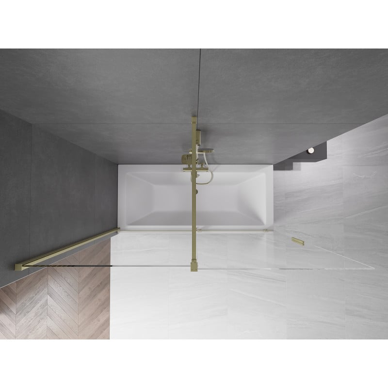 Mexen Velar paroi de baignoire coulissante à 2 panneaux 180 x 150 cm, transparent, or brossé - 896-180-000-01-55
