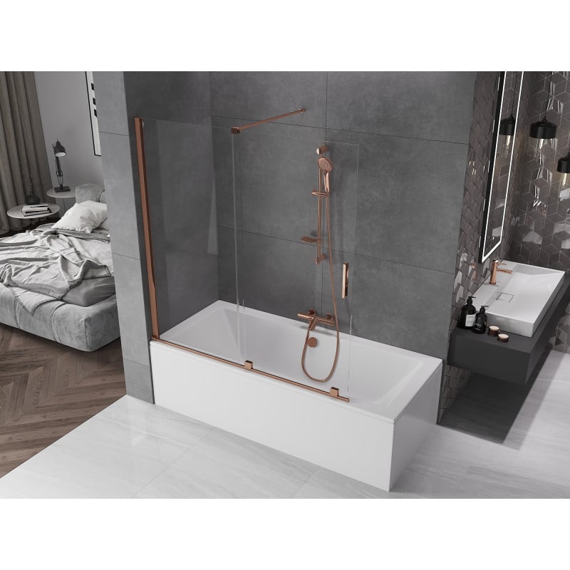 Mexen Velar paroi de douche à 2 portes coulissantes 150 x 150 cm, transparent, or rose - 896-150-000-01-60