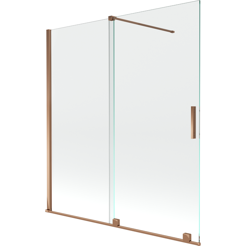 Mexen Velar écran de baignoire à 2 ailes coulissante 150 x 150 cm, transparent, Or rose - 896-150-000-01-60