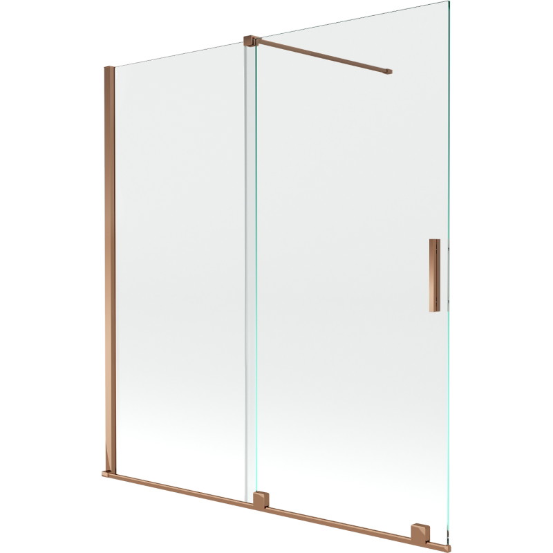 Mexen Velar pare-douche 2 volets coulissants 150 x 150 cm, transparent, or rose - 896-150-000-01-60