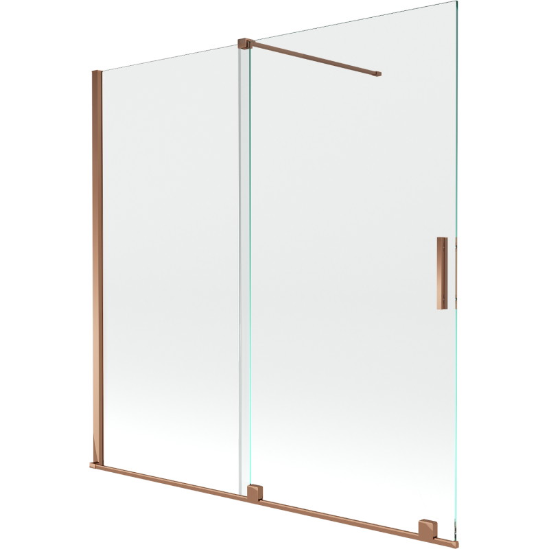 Mexen Velar cloison de baignoire coulissante à 2 volets 160 x 150 cm, transparent, or rose - 896-160-000-01-60