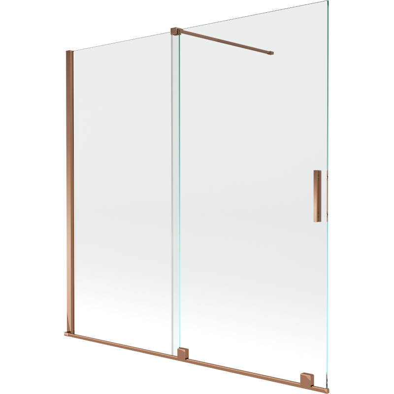 Mexen Velar écran de baignoire à 2 ailes coulissante 160 x 150 cm, transparent, Or rose - 896-160-000-01-60