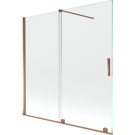 Mexen Velar paravent de baignoire coulissant à 2 volets 160 x 150 cm, transparent, or rose - 896-160-000-01-60