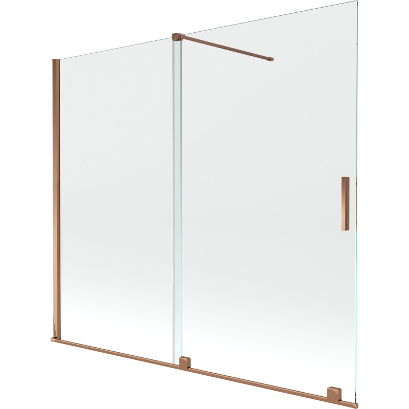 Mexen Velar paroi de baignoire coulissante à 2 panneaux 180 x 150 cm, transparent, or rose - 896-180-000-01-60