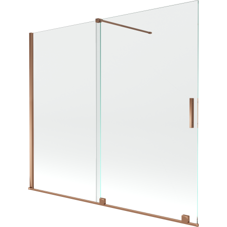 Mexen Velar paroi de baignoire coulissante à 2 panneaux 180 x 150 cm, transparent, or rose - 896-180-000-01-60