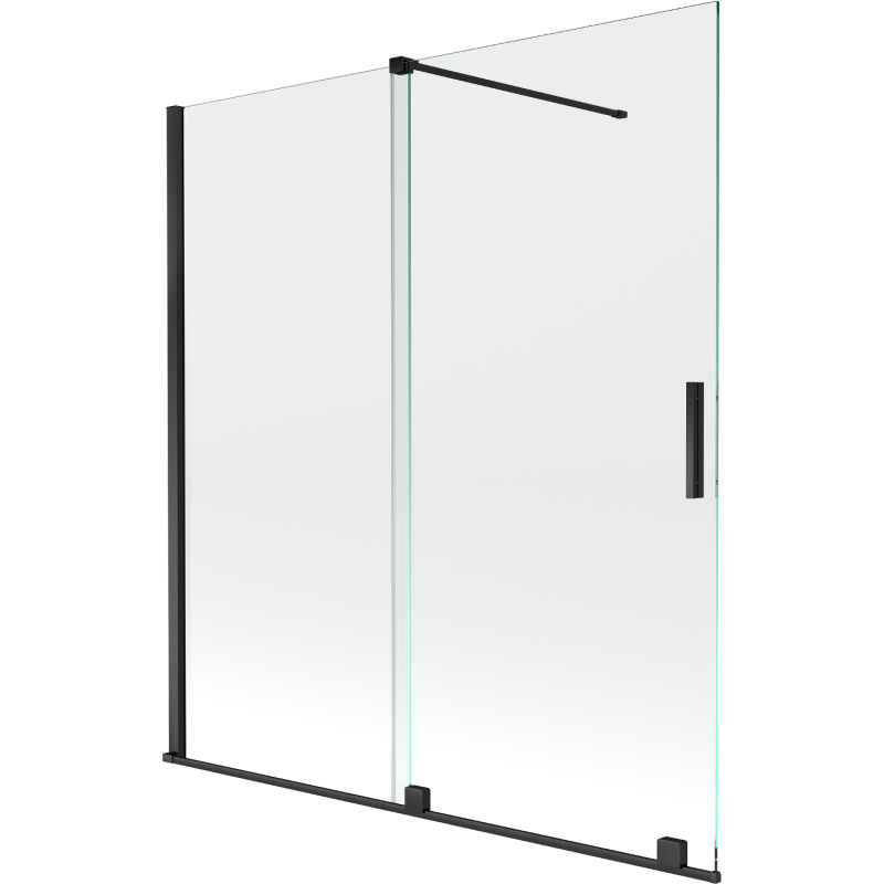 Mexen Velar écran de baignoire à 2 ailes coulissante 150 x 150 cm, transparent, Noir - 896-150-000-01-70