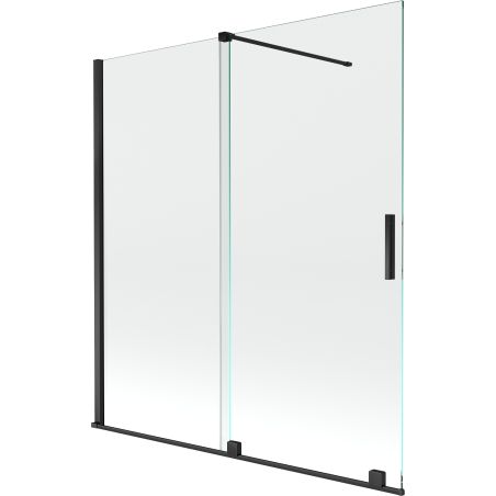 Mexen Velar écran de baignoire à 2 ailes coulissante 150 x 150 cm, transparent, Noir - 896-150-000-01-70