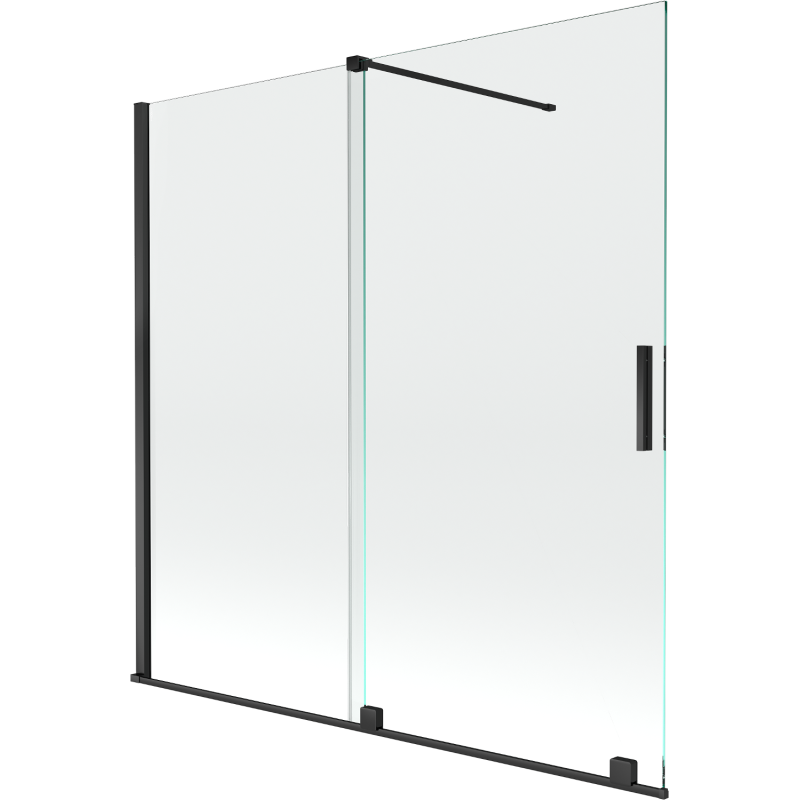 Mexen Velar paroi de baignoire 2 volets coulissants 160 x 150 cm, transparent, noir - 896-160-000-01-70