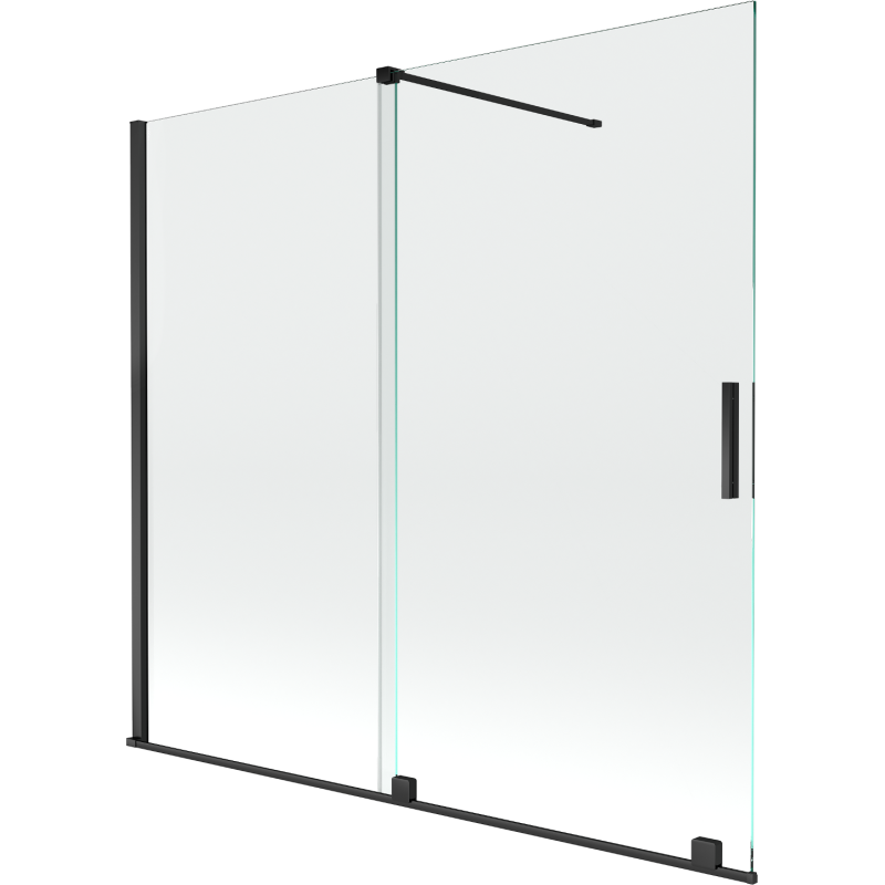 Mexen Velar paroi de baignoire 2 panneaux coulissants 170 x 150 cm, transparent, noir - 896-170-000-01-70
