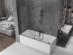Mexen Velar écran de baignoire à 2 ailes coulissante 180 x 150 cm, transparent, Noir - 896-180-000-01-70