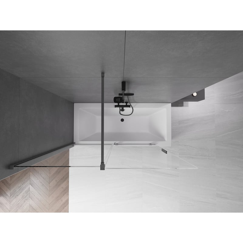 Mexen Velar paroi de baignoire coulissante à 2 panneaux 150 x 150 cm, transparent, gris canon brossé - 896-150-000-01-66