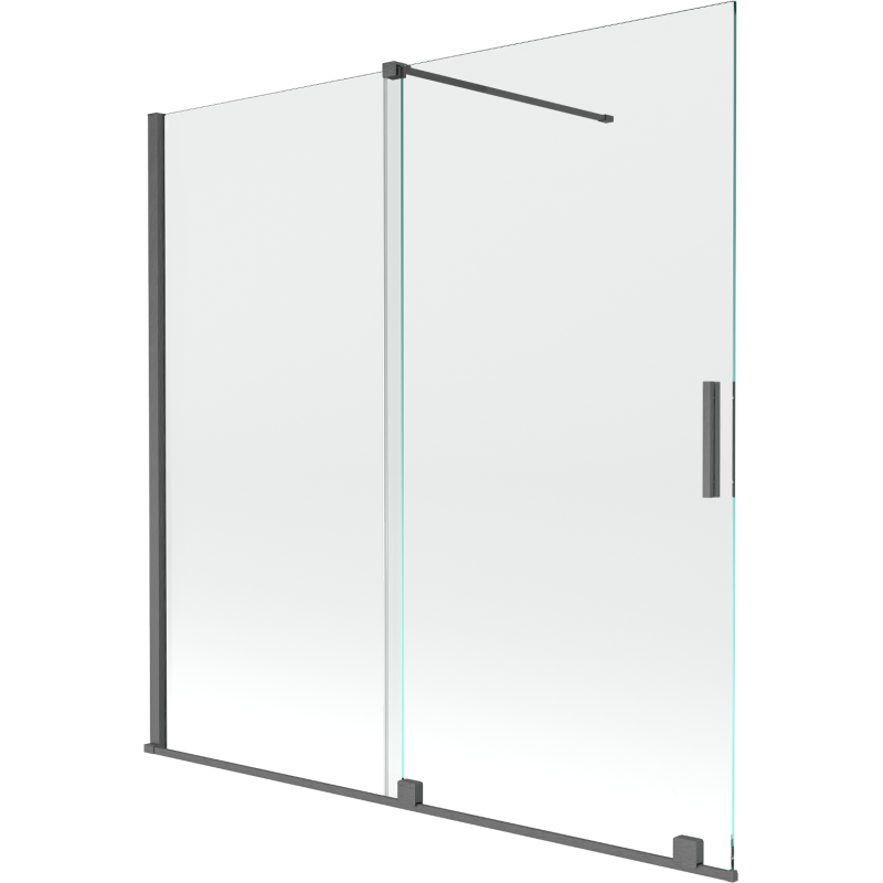 Mexen Velar écran de baignoire à 2 ailes coulissante 150 x 160 cm, transparent, gun gray brossé - 896-160-000-01-66