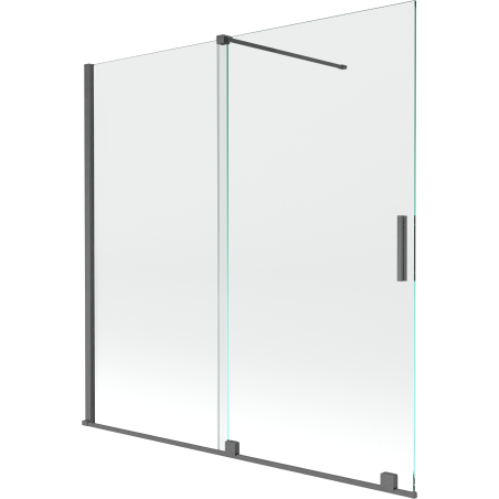 Mexen Velar paroi de baignoire 2 volets coulissants 160 x 150 cm, transparent, gris canon brossé - 896-160-000-01-66