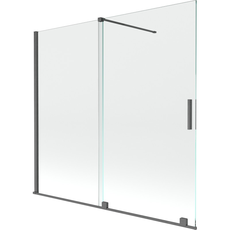 Mexen Velar paroi de baignoire à 2 battants coulissants 170 x 160 cm, transparent, gris canon brossé - 896-170-000-01-66