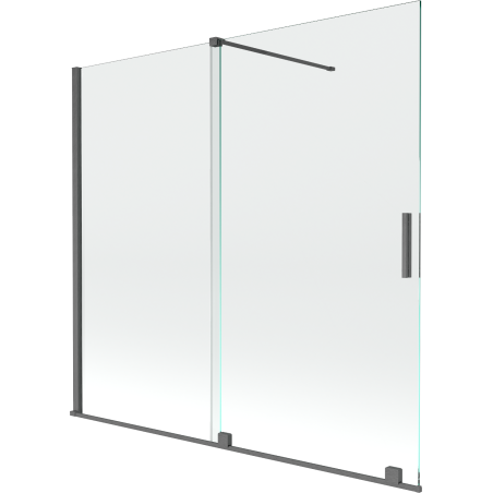 Mexen Velar pare-douche baignoire 2 volets coulissants 170 x 160 cm, transparent, gris canon brossé - 896-170-000-01-66