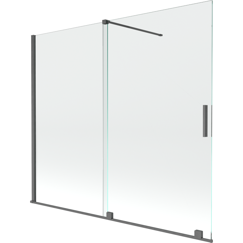 Mexen Velar paravent de baignoire 2 volets coulissants 180 x 150 cm, transparent, gris fusil brossé - 896-180-000-01-66